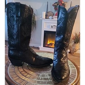 Lucchese Black Exotic Ostrich Handmade Women’s Western Cowboy Boots Size 8.5